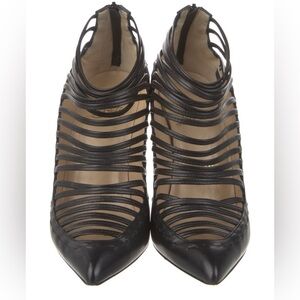 Christian Louboutin Leather cutout accent pumps Black Strappy Heels